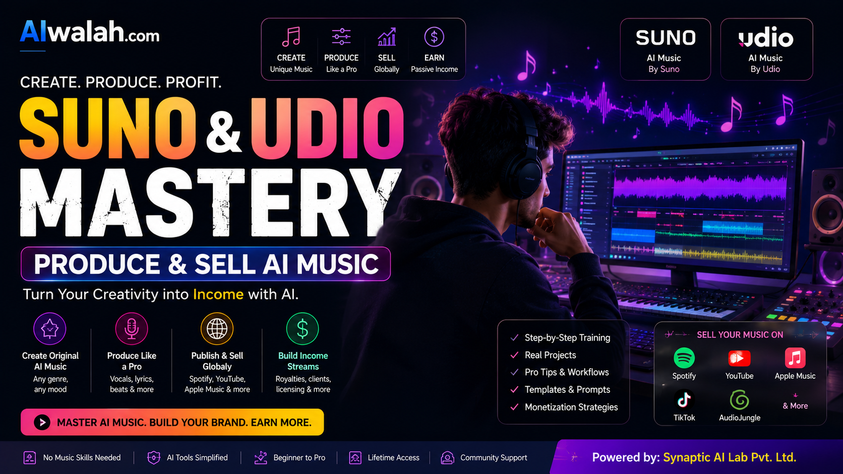 Suno &amp; Udio Mastery: Produce &amp; Sell AI Music