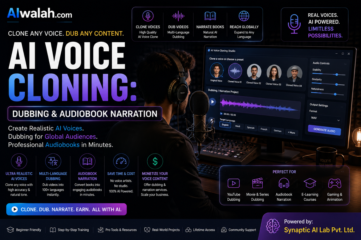 AI Voice Cloning: Dubbing &amp; Audiobook Narration