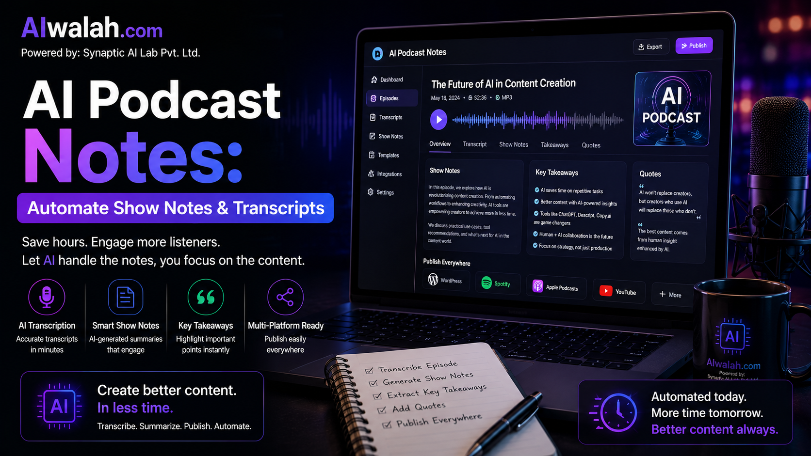AI Podcast Notes: Automate Show Notes &amp; Transcripts