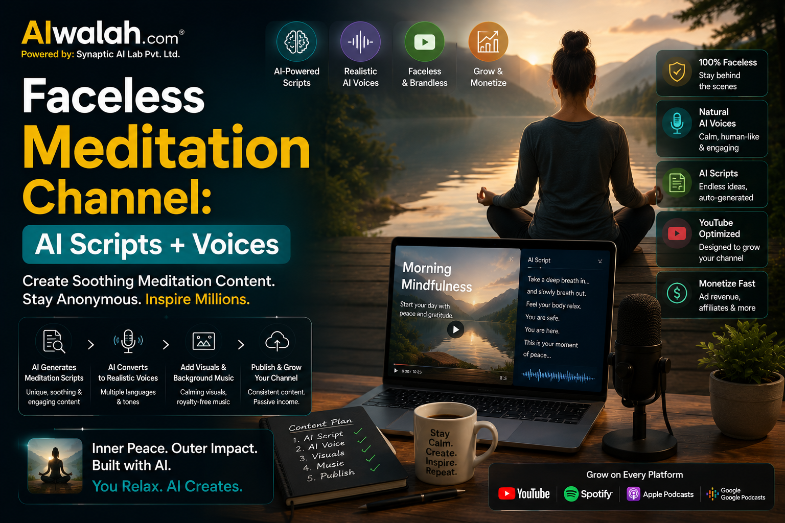 Faceless Meditation Channel: AI Scripts + Voices