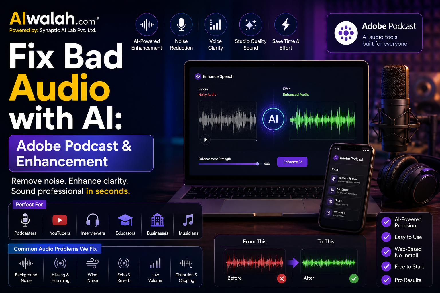 Fix Bad Audio with AI: Adobe Podcast &amp; Enhancement