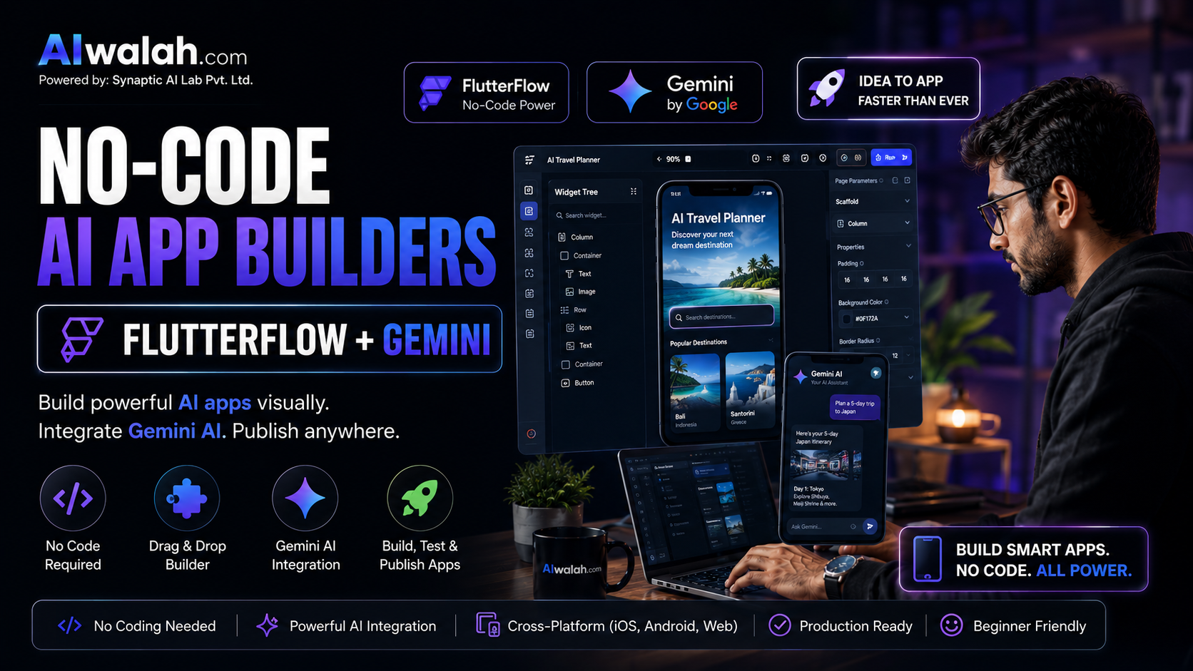 No-Code AI App Builders (FlutterFlow + Gemini)