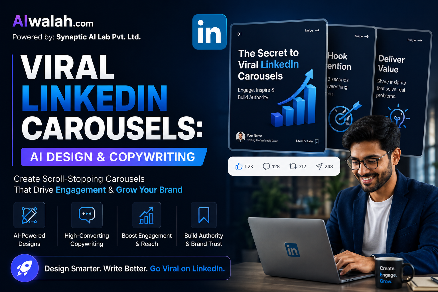 Viral LinkedIn Carousels: AI Design & Copywriting