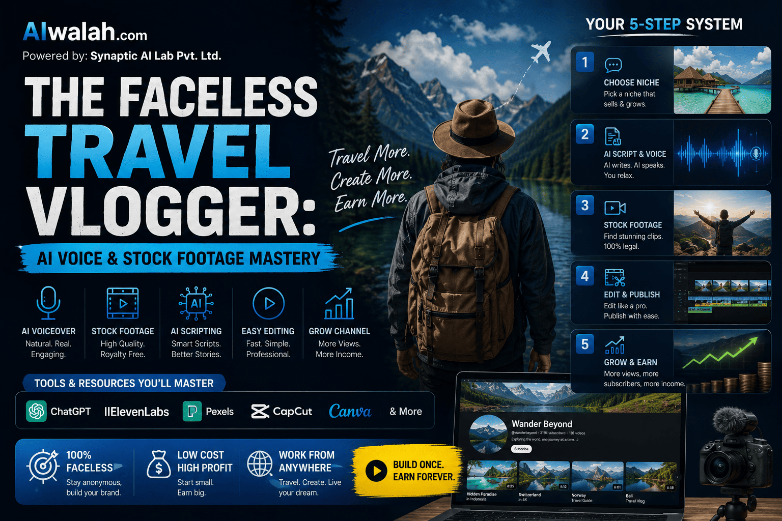 The Faceless Travel Vlogger: AI Voice & Stock Footage Mastery