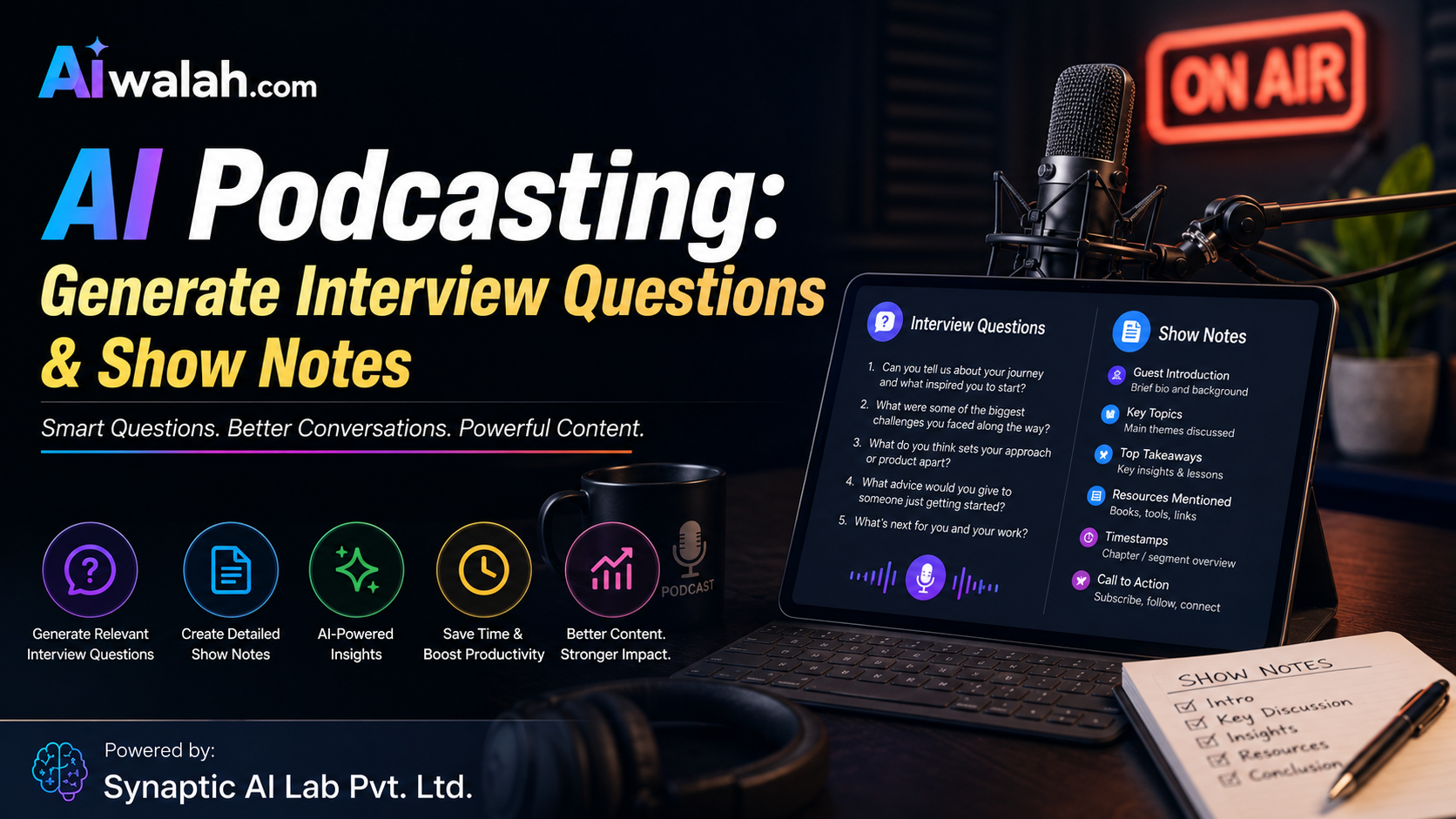 AI Podcasting: Generate Interview Questions & Show Notes
