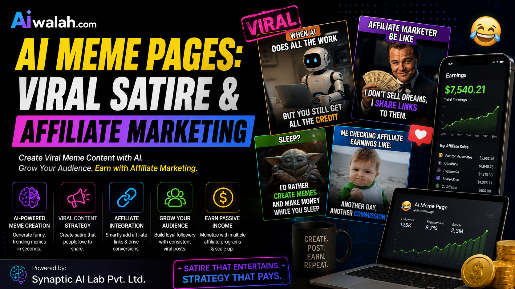 AI Meme Pages: Viral Satire & Affiliate Marketing