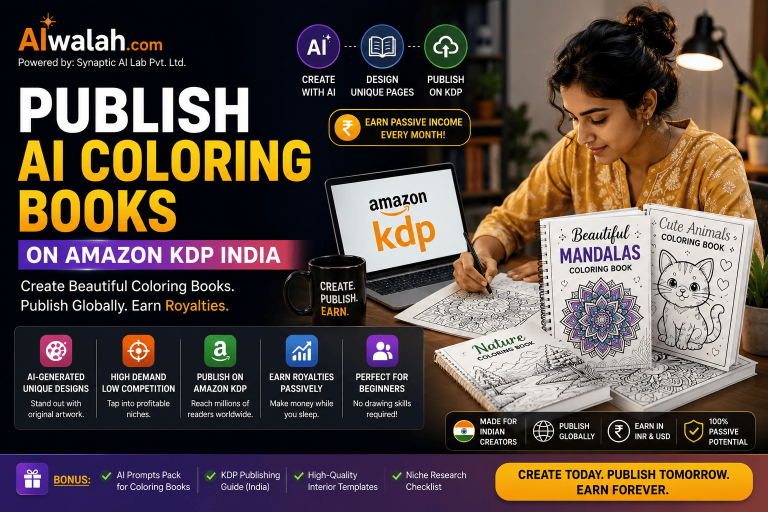 Publish AI Coloring Books on Amazon KDP India