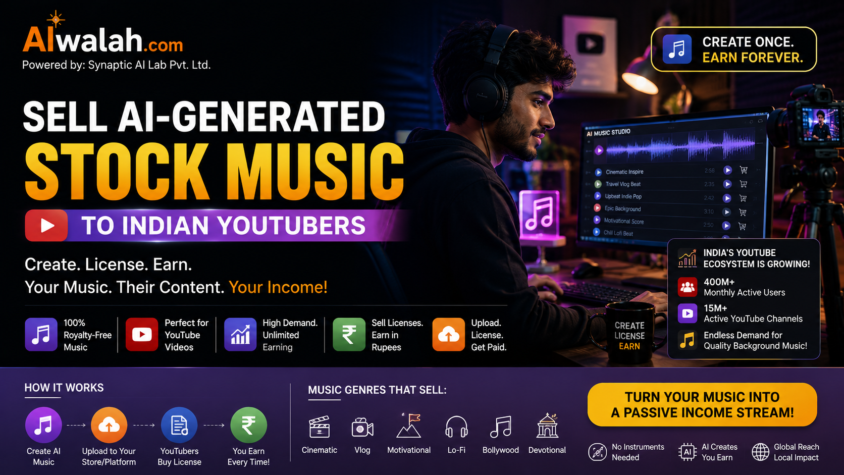 Sell AI-Generated Stock Music to Indian YouTubers