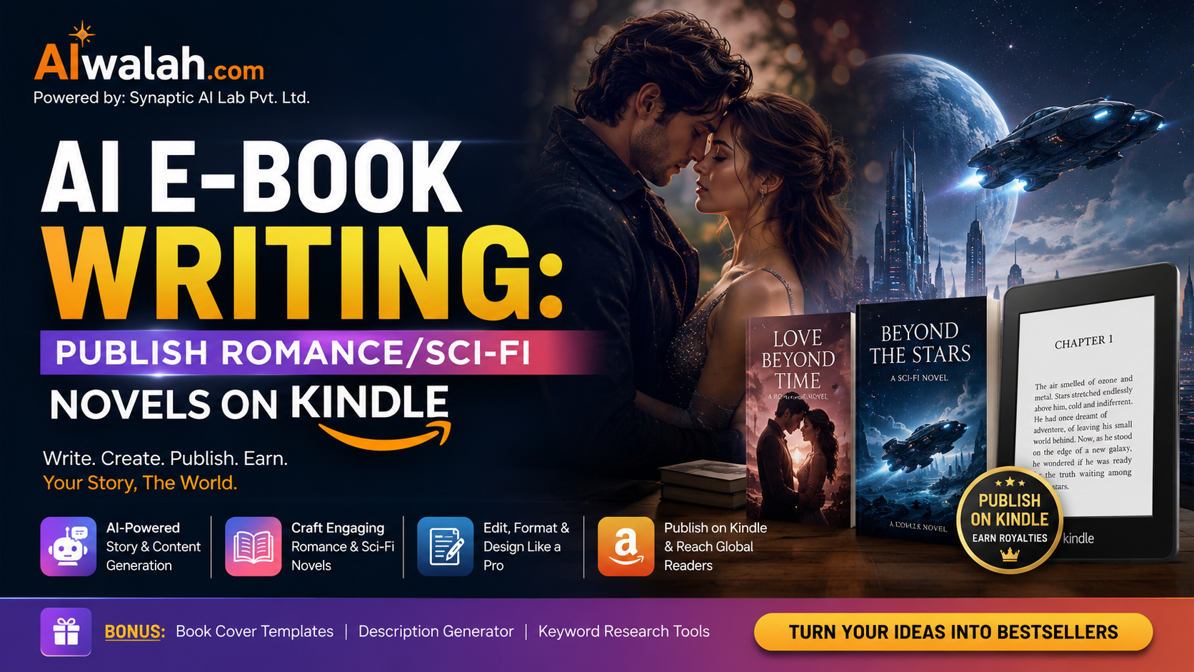 AI E-Book Writing: Publish Romance/Sci-Fi Novels on Kindle