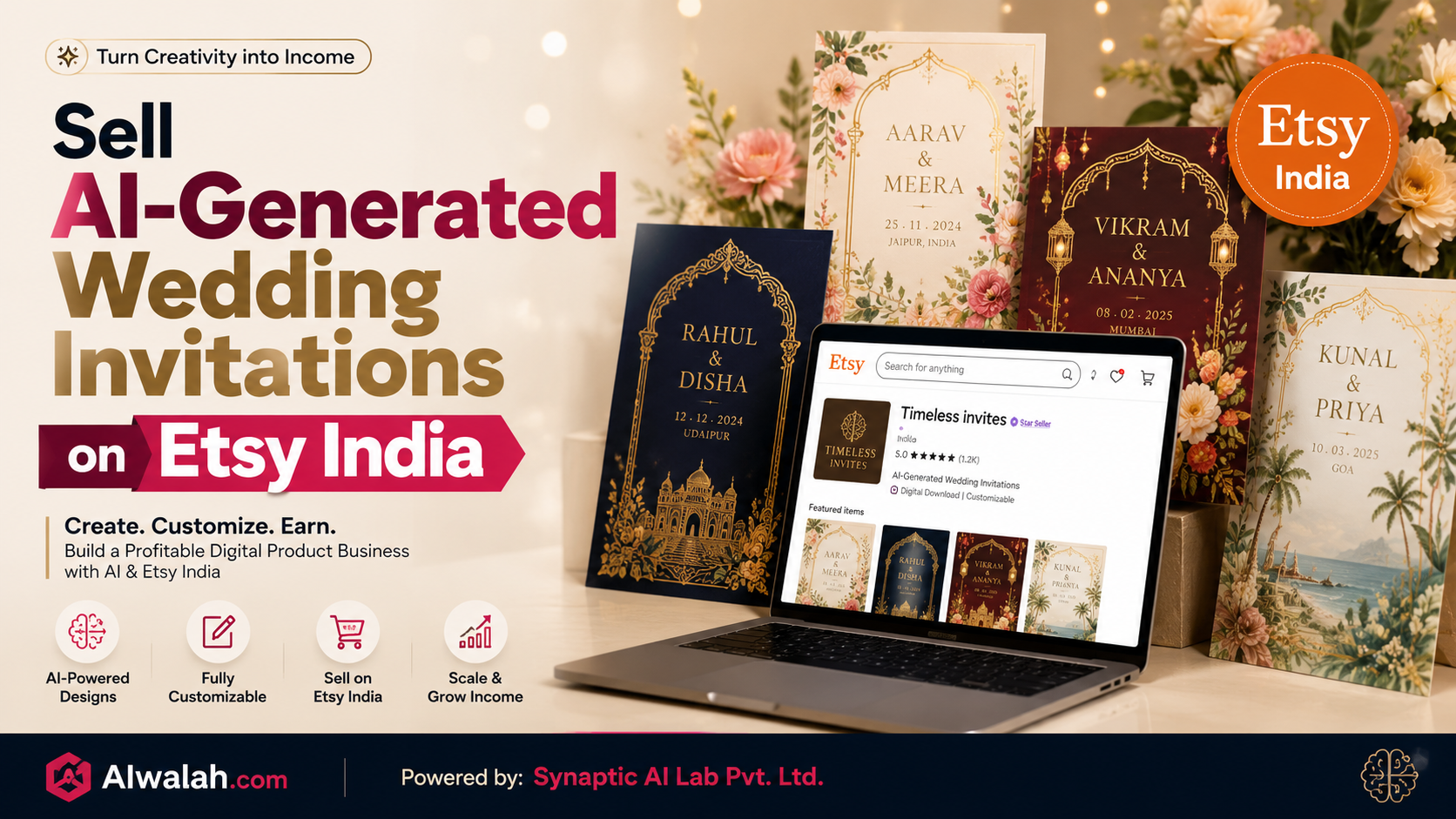 Sell AI-Generated Wedding Invitations on Etsy India